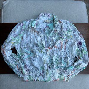 Anthropologie MAEVE Rosa Paint by Numbers Floral Rayon Smocked Blouse sz s